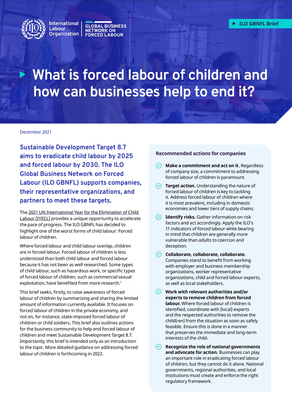 ILO Brief on forced labour of children