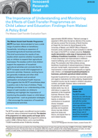 The importance of understanding and monitoring the effects of cash transfer programs on child labour and education: Findings from Malawi