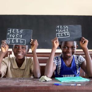 Two children in school. 