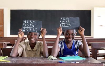 Two children in school. 