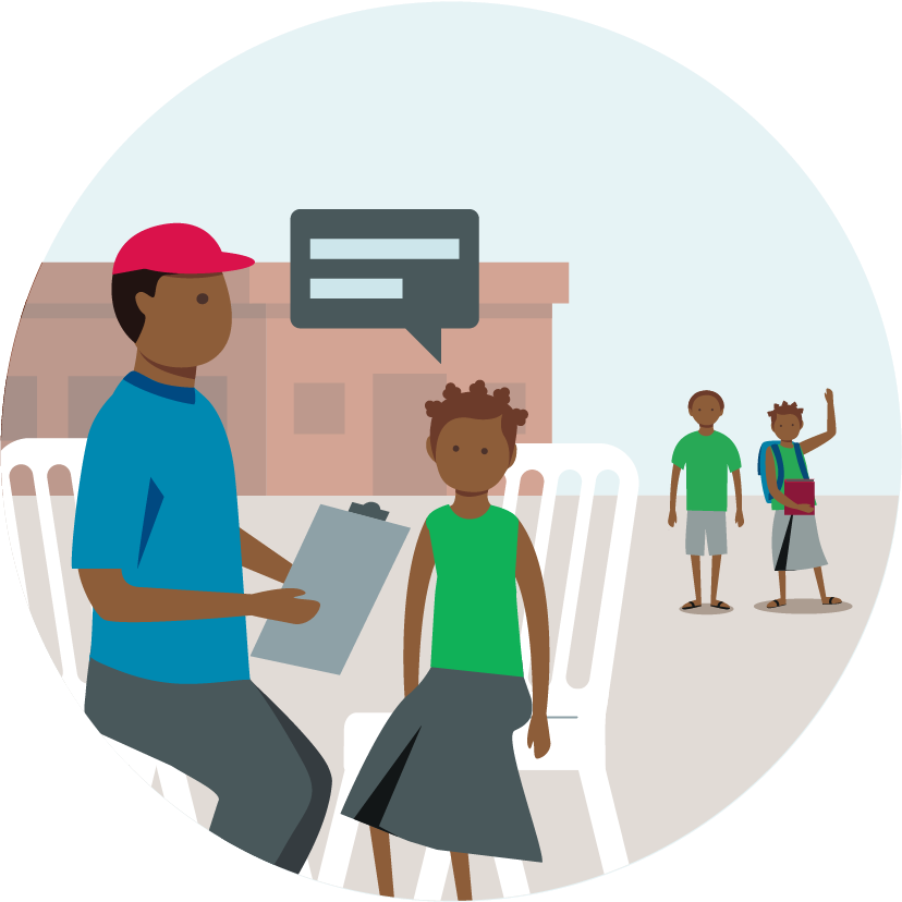 Interview with child at school illustration
