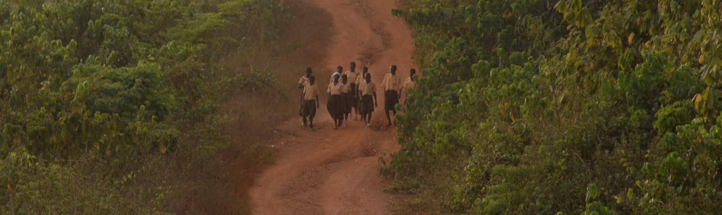 Children walking home from school