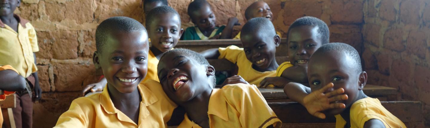 Children laughing in classroom