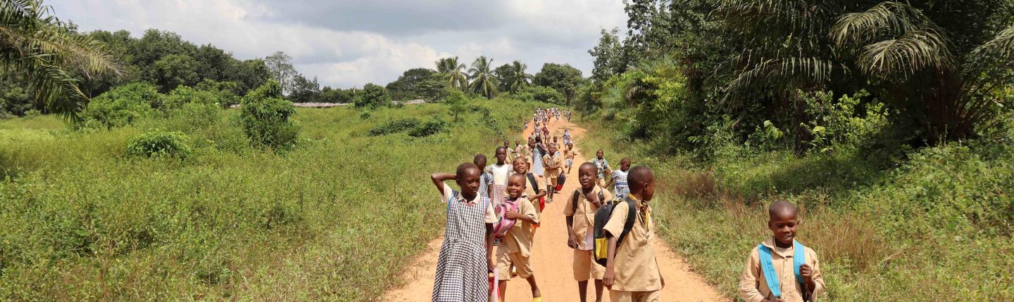 Children walking home from school