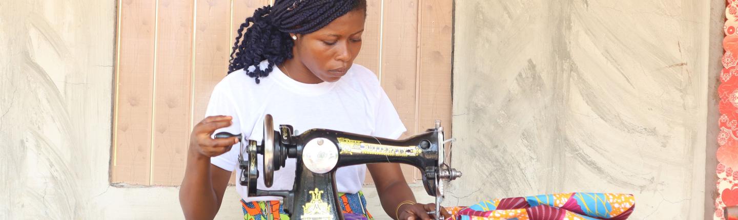 teenager girl sewing 